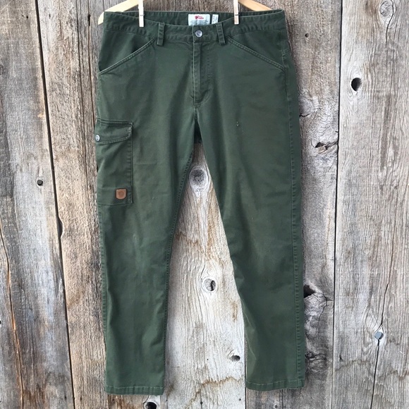 Fjallraven Pants Fjallraven Olive Green Slim Cargo Pants 32 Reg